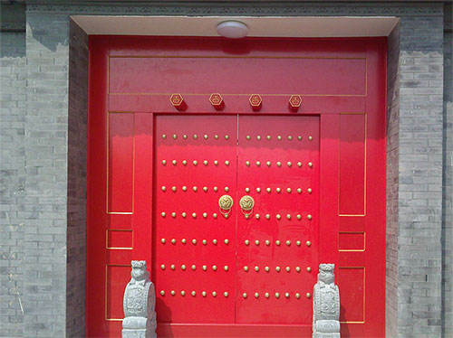 洛浦中国传统四合院系列朱红色中式木制大门木作